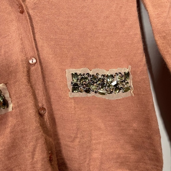 Ann Taylor LOFT Women’s Peach Pink Wool Blend Sequin Button Front Cardigan - Picture 10 of 14